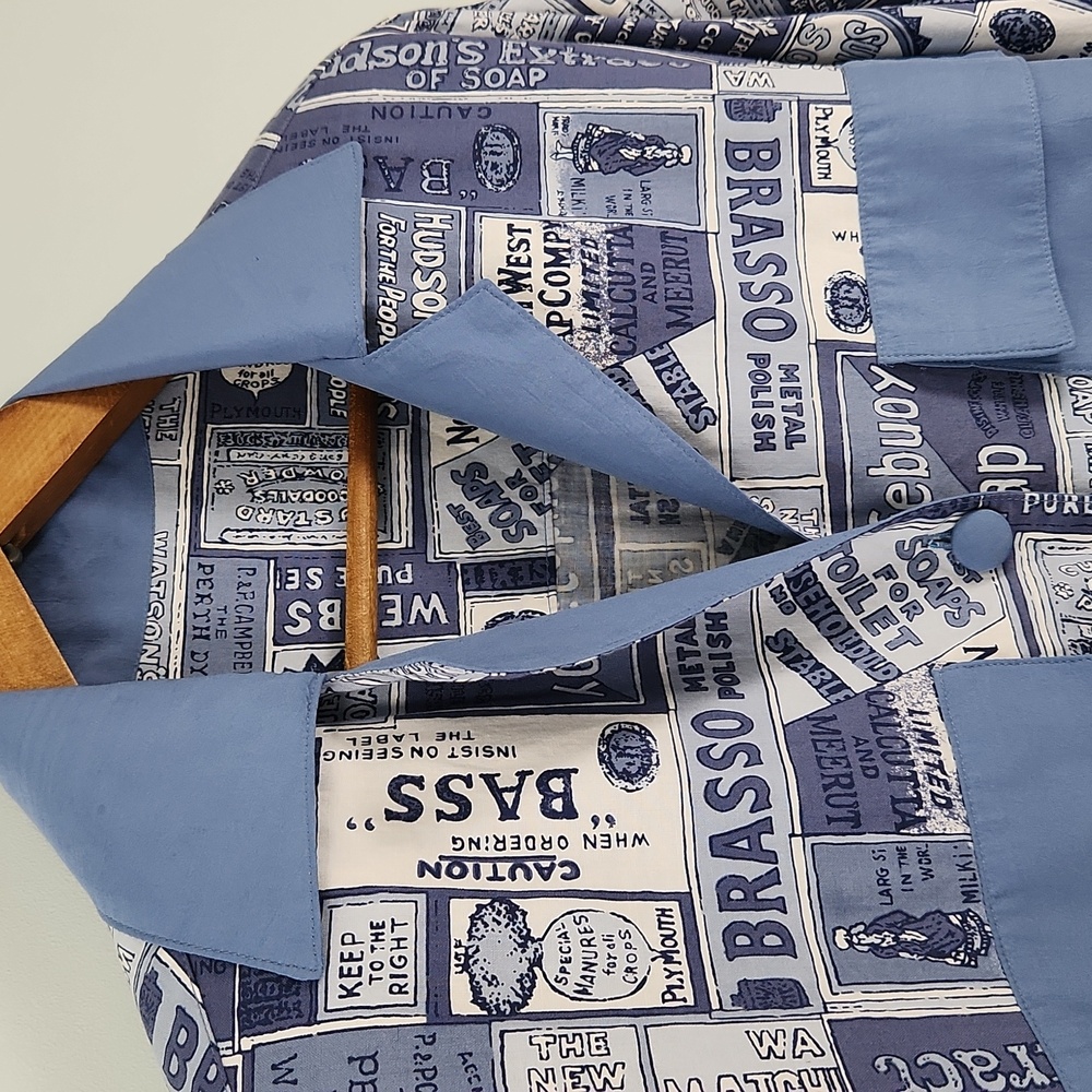 Vintage Graphic Soap Label Print Button-Up Shirt - Picture 3 of 11